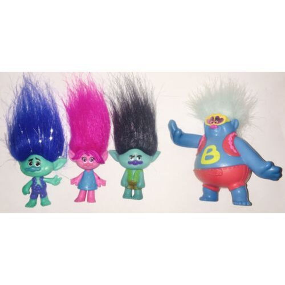Lot Of 4 2015 2016 Hasbro DreamWorks Trolls Figures W/BIGGIE